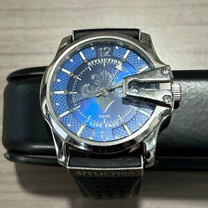 Men's Affliction Watch Black Band - Blue Face & Stainless Steel - Analog - 41mm